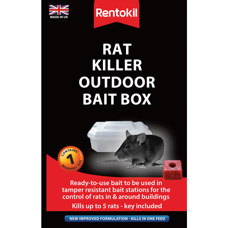 Rentokil Rat Killer Outdoor Bait Box - Pre-Baited